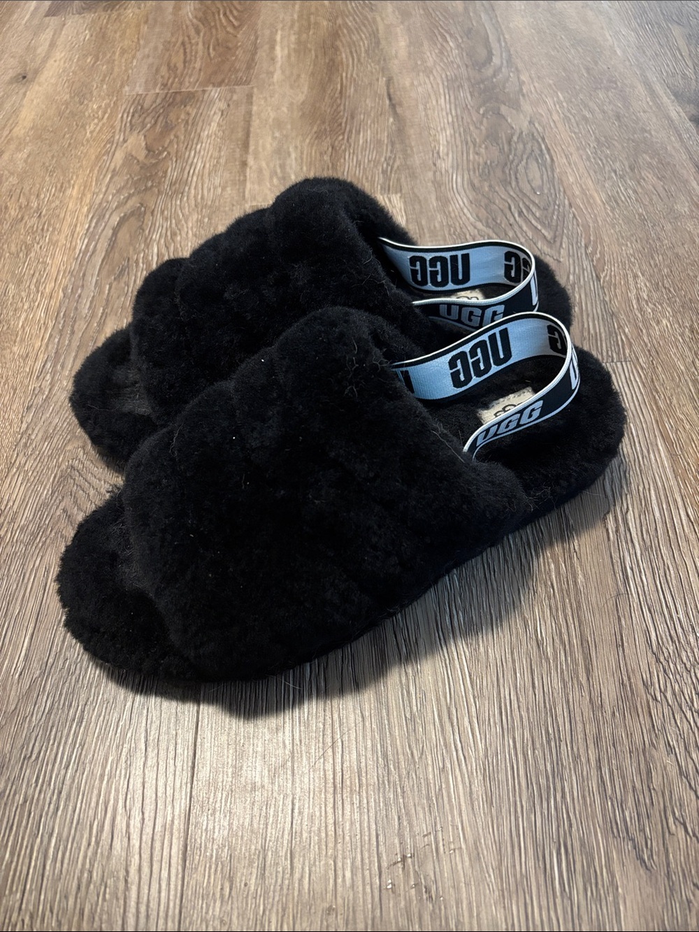 ugg black fluff yeah slipper slides